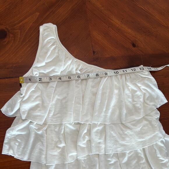 Francesca’s Collection White One Shoulder Tiered Tunic Top Mini Dress - Picture 5 of 8